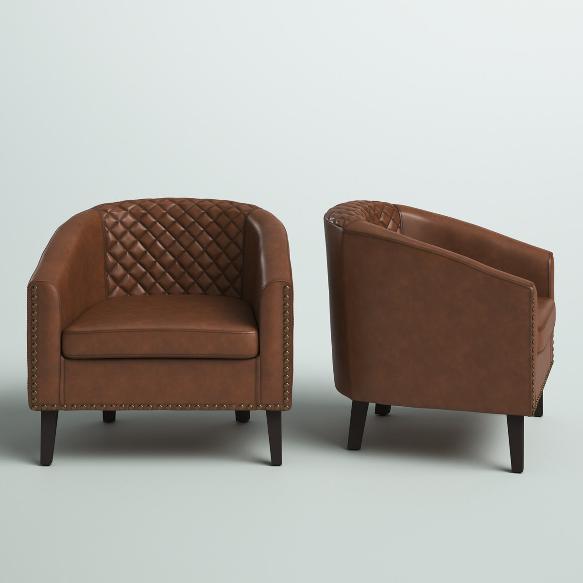 Boney 2- Piece 29" Wide Tufted Faux Leather Barrel Club Chair